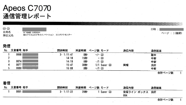 複合機の通信管理レポートには何が書かれているの？